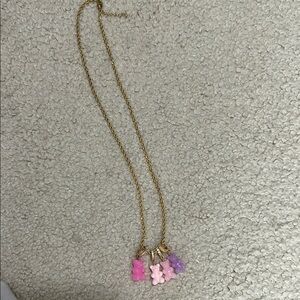 18k gold necklace with teddy bear charms